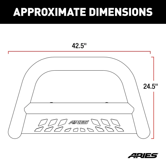 ARIES 35-3006 polished stainless steel 3-inch no-drill bull bar for Ford Super Duty