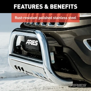 ARIES 35-3006 polished stainless steel 3-inch no-drill bull bar for Ford Super Duty