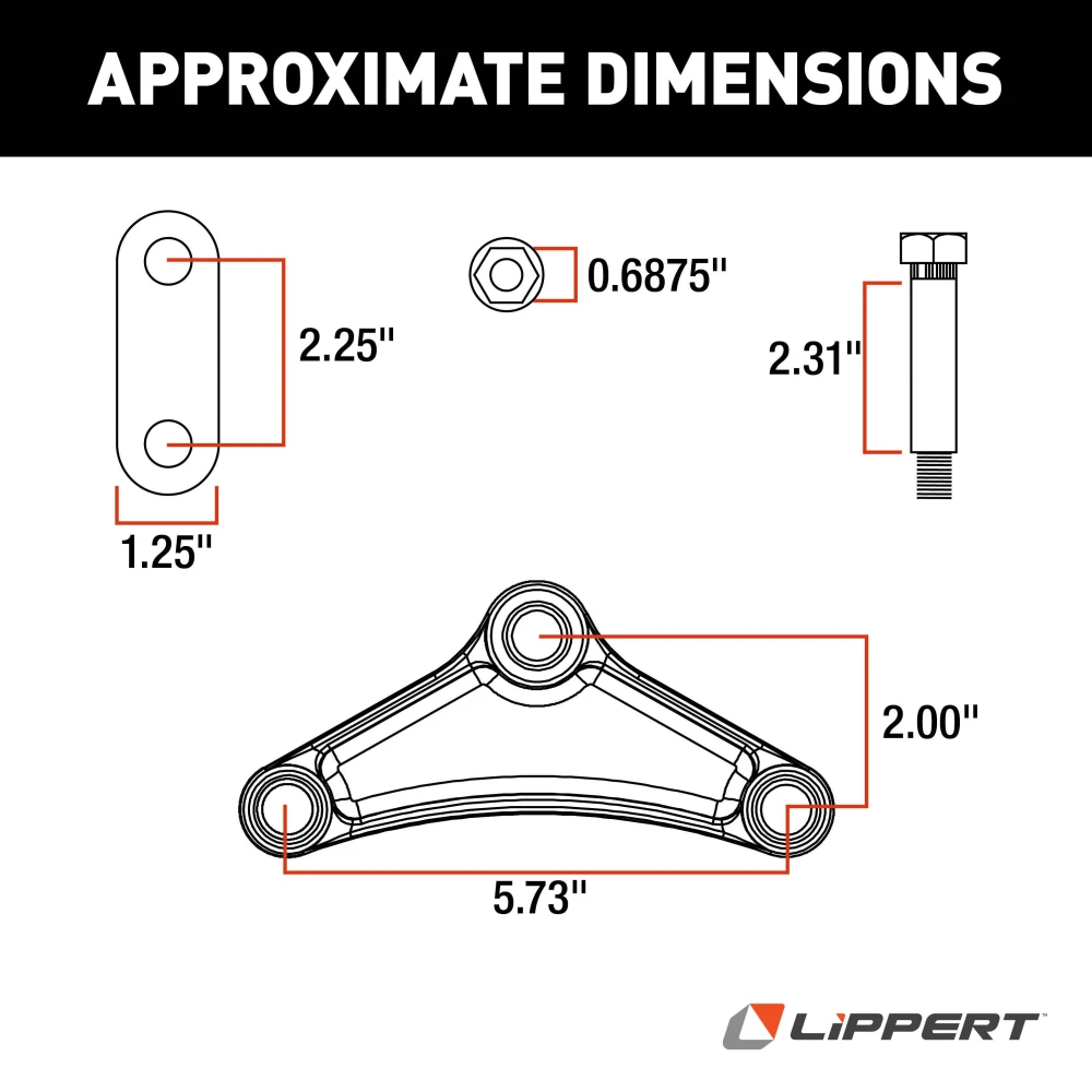 Lippert replacement trailer axle AP kit with exact-match components for suspension repair.