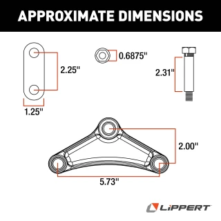 Lippert replacement trailer axle AP kit with exact-match components for suspension repair.