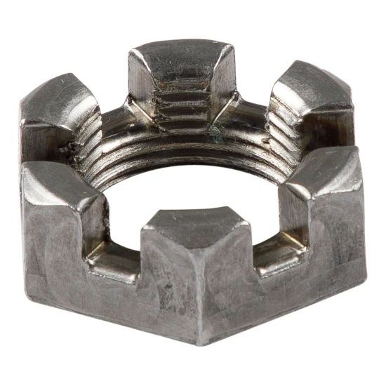 Lippert spindle nut, 6-slot castle design, 1"-14 threads, compatible with 3,500 to 8,000-lb axles
