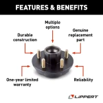 Lippert idler hub for 3500-lb axle, 5 on 4.5 bolt pattern, made of durable iron