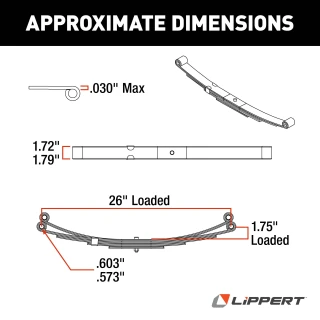 Lippert replacement leaf spring for RV trailer, 26 inch length, 1,750 lbs capacity