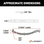 Replacement 25 inch slipper leaf spring for RV trailer suspension by Lippert, with 2500 lbs capacity.