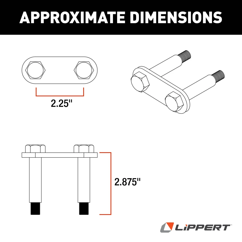 Lippert replacement shackle link assembly for RV trailer suspension