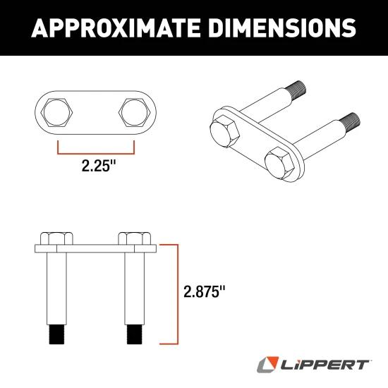 Lippert replacement shackle link assembly for RV trailer suspension