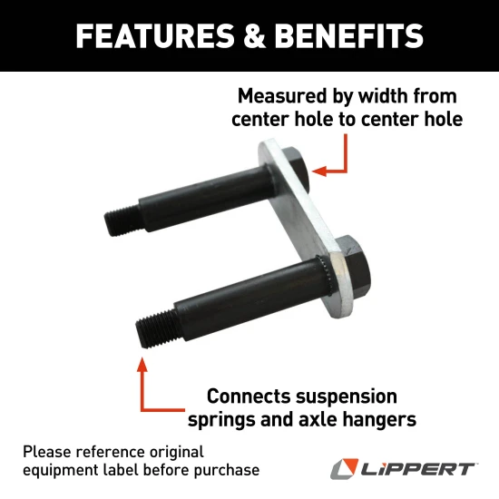 Lippert replacement shackle link assembly for RV trailer suspension