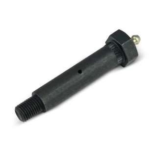 Replacement shoulder bolt with integrated zerk fitting, dimensions for axle hanger attachment
