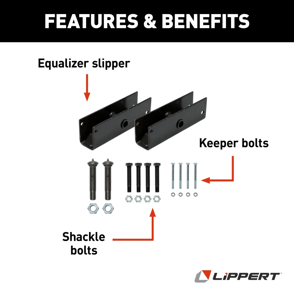 Lippert replacement trailer axle AP kits for restoring trailer suspension with high-quality components.