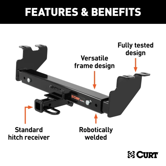 CURT Multi Fit Class 2 Hitch, 2 Inch Receiver, 3.5K lbs, Concealed 