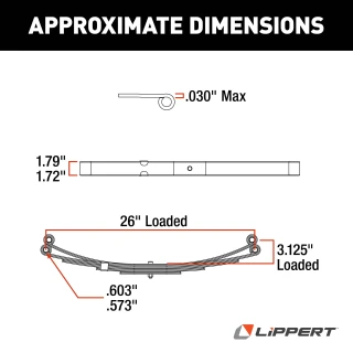 Lippert 26 inch replacement leaf spring for RV trailer suspension, 2200 lbs capacity
