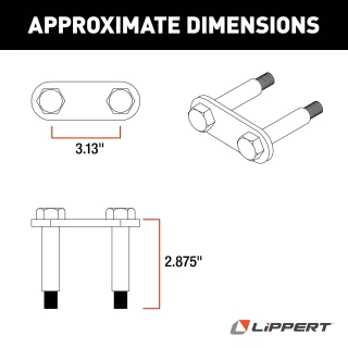 Replacement shackle link assembly for RV trailer suspension with bolts and link plate