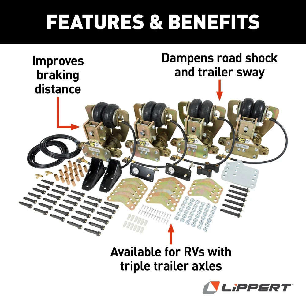 Lippert Center Point air-ride suspension system for triple axle trailers