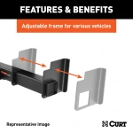 CURT weld on trailer hitch receiver with adjustable fit for trucks and SUVs, corrosion-resistant finish