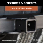 CURT weld on trailer hitch receiver with adjustable fit for trucks and SUVs, corrosion-resistant finish