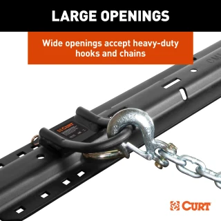 Image of 5th wheel safety chain anchors with durable powder coat finish and installation components.