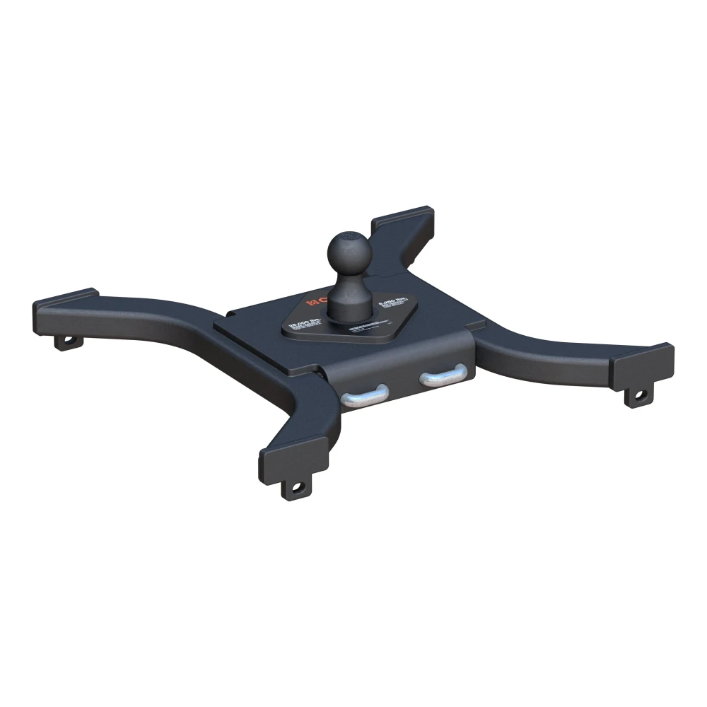CURT Spyder gooseneck adapter for 5th wheel towing setup in truck bed.