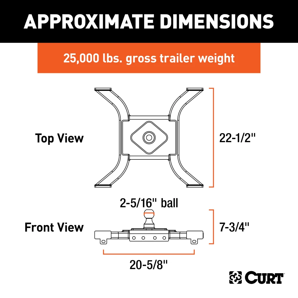 CURT Spyder gooseneck adapter for 5th wheel towing setup in truck bed.