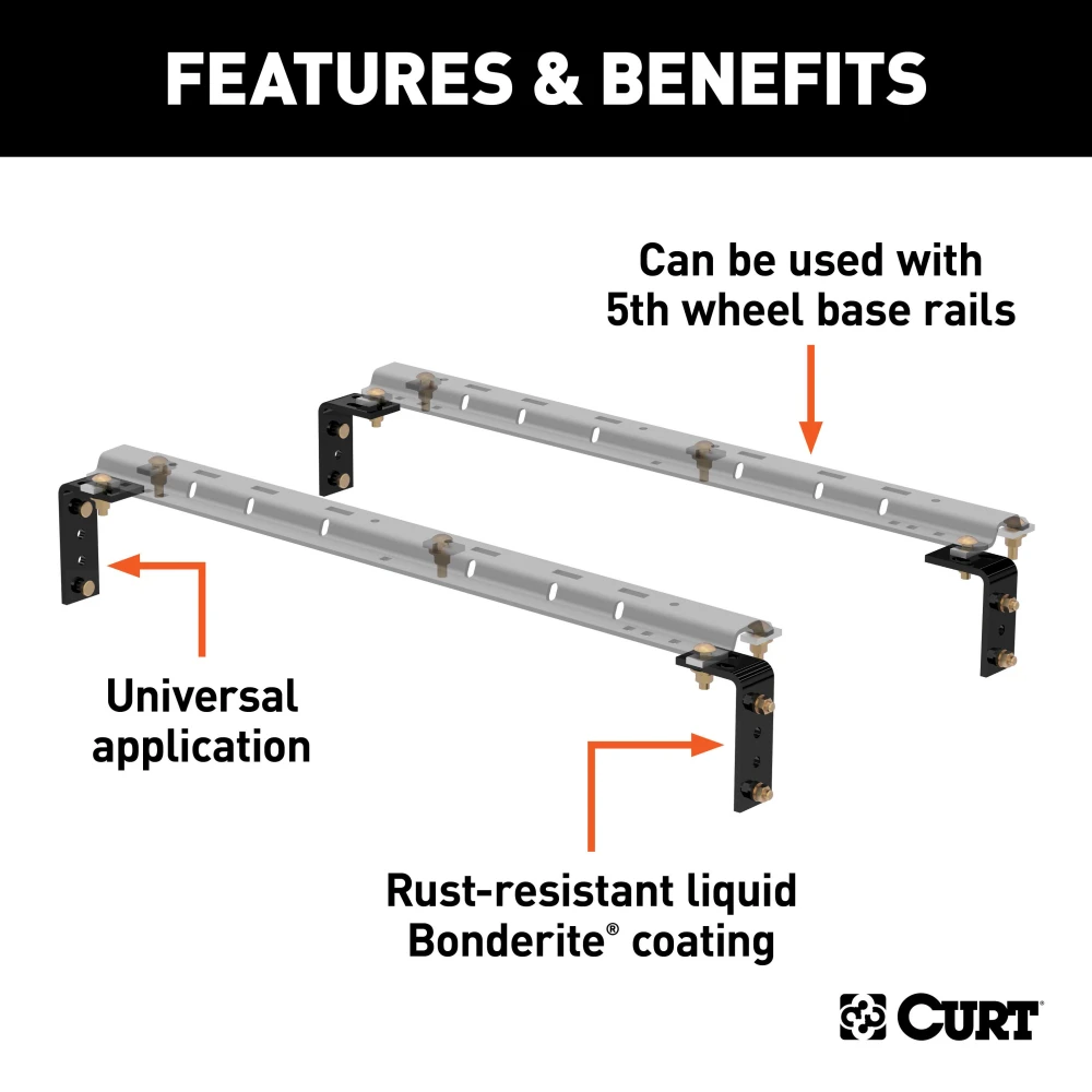 CURT universal 5th wheel brackets providing a secure mounting point for hitch installation