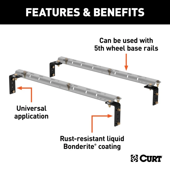 CURT universal 5th wheel brackets providing a secure mounting point for hitch installation