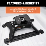 Gloss black CURT 5th wheel base rails for universal trailer fitment