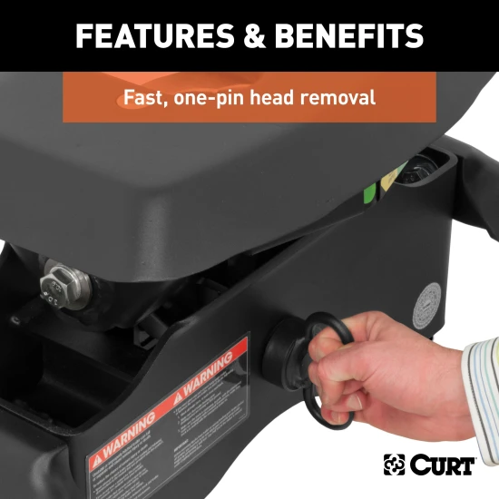 CURT A16 5th wheel hitch showing three-position indicator and high-strength jaws