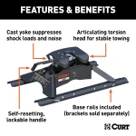 CURT A20 5th wheel hitch with patented cast yoke and black carbide finish