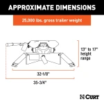 CURT A25 5th wheel hitch with cast yoke and poly-torsion inserts for smooth towing.