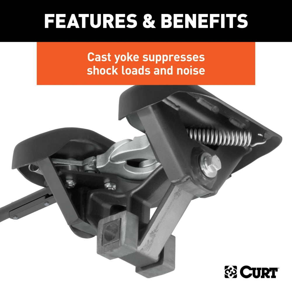 CURT A25 5th wheel hitch with cast yoke and poly-torsion inserts for smooth towing.