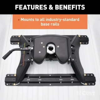 CURT A25 5th wheel hitch with cast yoke and poly-torsion inserts for smooth towing.