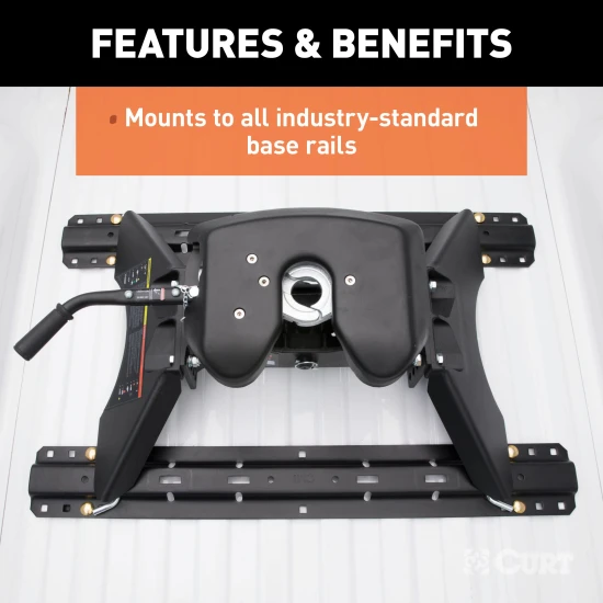 CURT A25 5th wheel hitch with cast yoke and poly-torsion inserts for smooth towing.