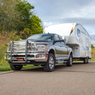 CURT A25 5th wheel hitch with cast yoke and poly-torsion inserts for smooth towing.