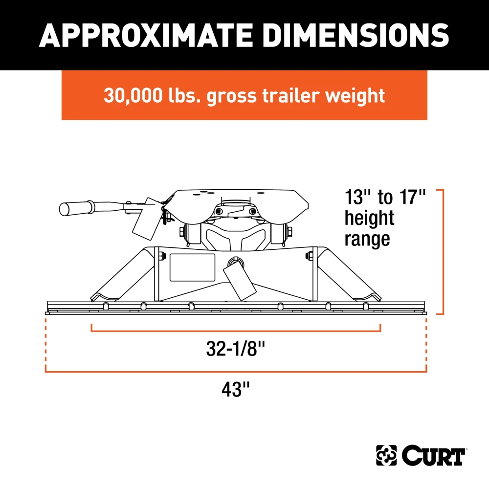 CURT A30 5th wheel hitch offering 30,000 lbs capacity with advanced technology