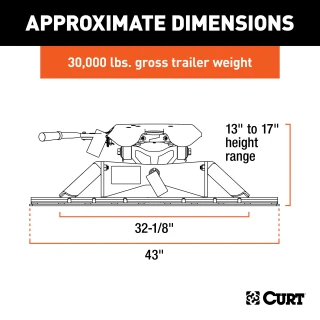CURT A30 5th wheel hitch offering 30,000 lbs capacity with advanced technology