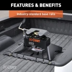 CURT adapter plate converting gooseneck hitch to 5th wheel rails, supports up to 20K lbs.
