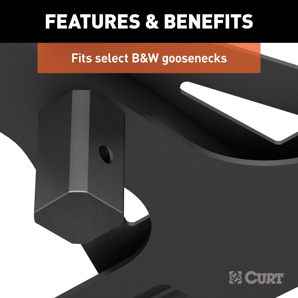 CURT 5th wheel adapter plate converting gooseneck hitch to rails