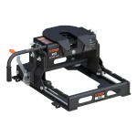 CURT E16 5th wheel hitch with 16,000 lbs capacity, dual-pivot head and anti-rattle skid plate.