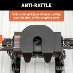 CURT E16 5th wheel hitch with 16,000 lbs capacity, dual-pivot head and anti-rattle skid plate.