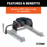 CURT E16 5th wheel hitch with dual-pivoting head and anti-rattle skid plate