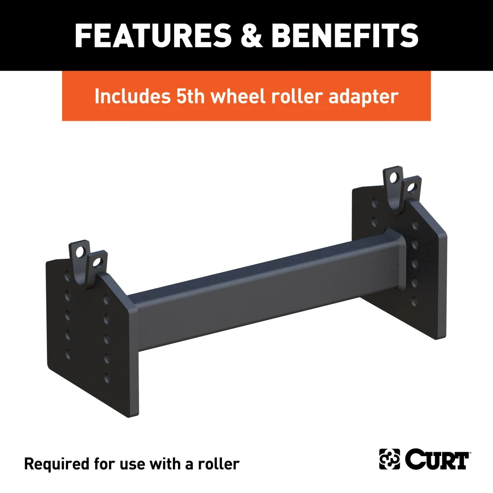 CURT E16 5th wheel hitch with dual-pivoting head and anti-rattle skid plate