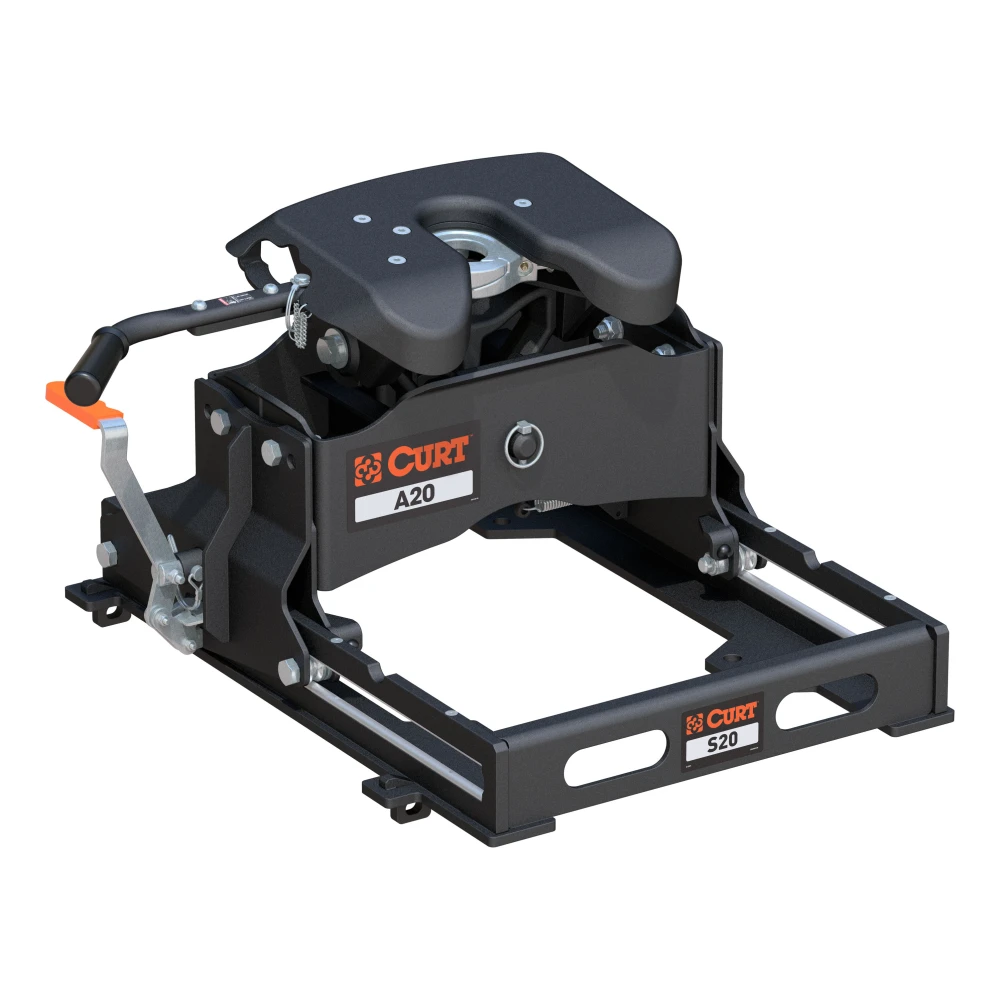 CURT A20 5th wheel hitch with S20 slider, offering smooth, quiet towing.