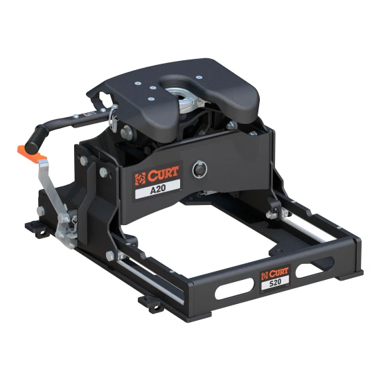 CURT A20 5th wheel hitch with S20 slider, offering smooth, quiet towing.