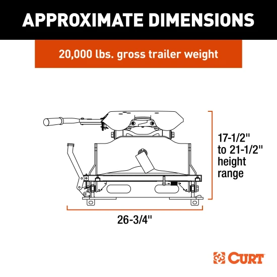 CURT A20 5th wheel hitch with S20 slider, offering smooth, quiet towing.