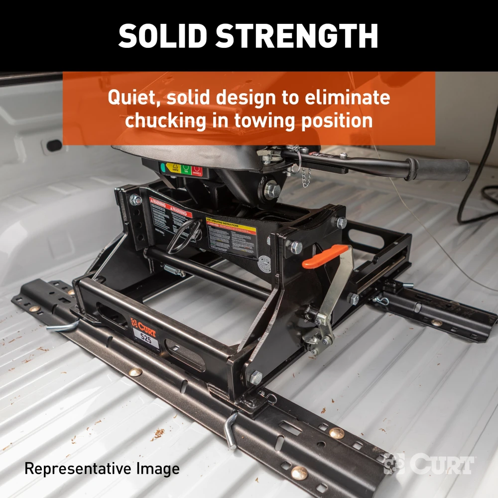 CURT A20 5th wheel hitch with S20 slider, offering smooth, quiet towing.
