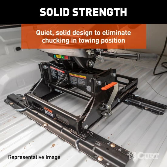 CURT A20 5th wheel hitch with S20 slider, offering smooth, quiet towing.