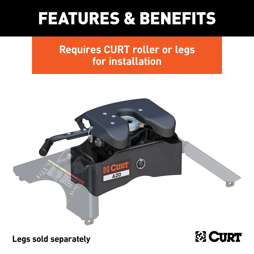 CURT A20 5th wheel hitch with patented yoke and powder coat finish