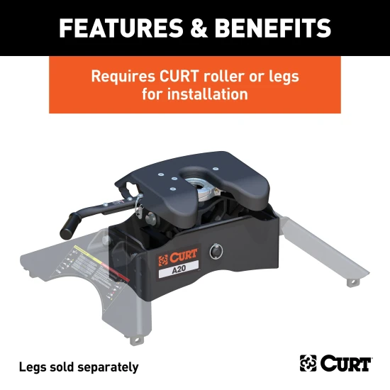 CURT A20 5th wheel hitch with patented yoke and powder coat finish
