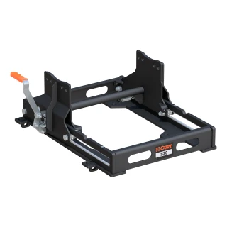 CURT S20 slider equipped for towing 5th wheel trailers with a short-bed truck, featuring ergonomic design and auto-latching mechanism.