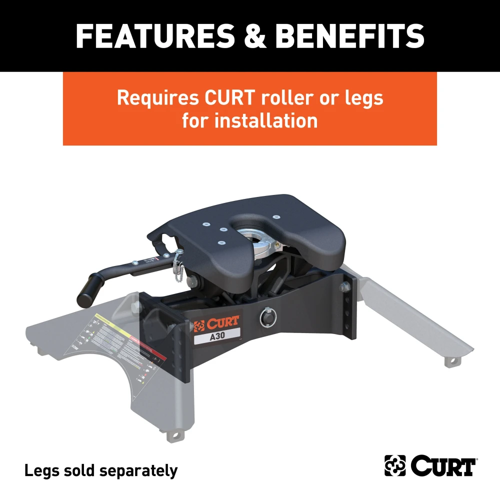 CURT A30 5th wheel hitch with cast yoke and black carbide finish