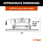 CURT E16 5th wheel hitch, 16,000 lbs capacity with dual-pivoting head